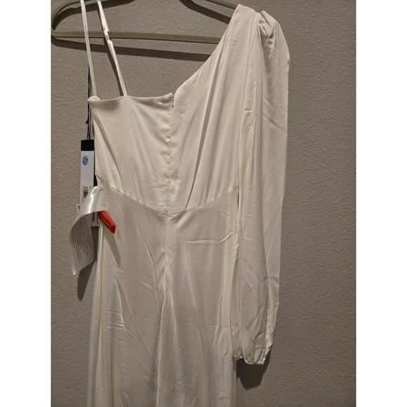 Mac Duggal Ivory One Shoulder Hi Low Dress Women's 6 Formal Wedding White Party - Picture 10 of 12